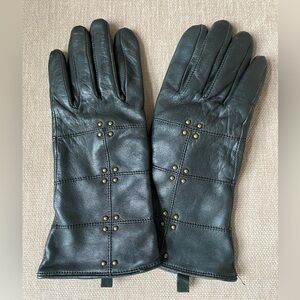 Altare Women’s Black Leather Gloves with Studs Size Large